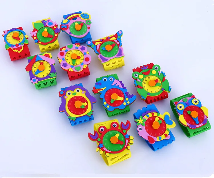  Happyxuan 12 Designs DIY 3D EVA Foam Craft Sticker Handmade Watch Clock Learning Kids Kindergarten  - 32966935081