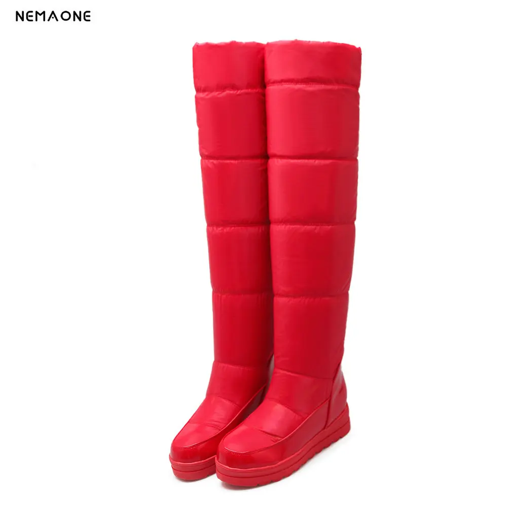

2019 New women snow Boots winter warm wedges Heels plush Women over the knee high boots down ladies casual shoes large Size 43