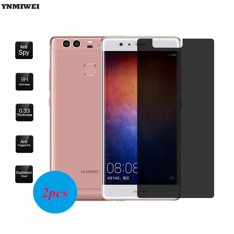 YNMIWEI 2 шт. для huawei P9 Антибликовая стеклянная пленка Plus Прозрачная Черная защитная