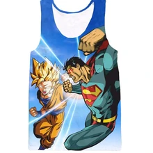 Goku Fighting с суперменом танк Топ s Мужчины Женщины-хипстеры 3d печать танк Топ аниме Dragon Ball harajuku Повседневный жилет без рукавов