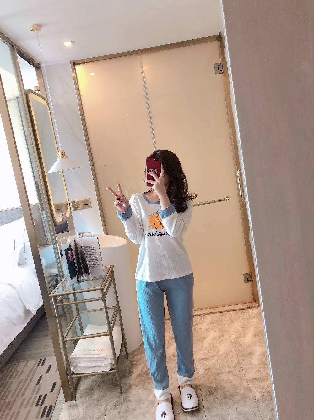 JRMISSLI Carotton свинья печати длинные пижамы для девочек для женщин хлопок с длинным рукавом повседневное пижамы Осень женская пижама