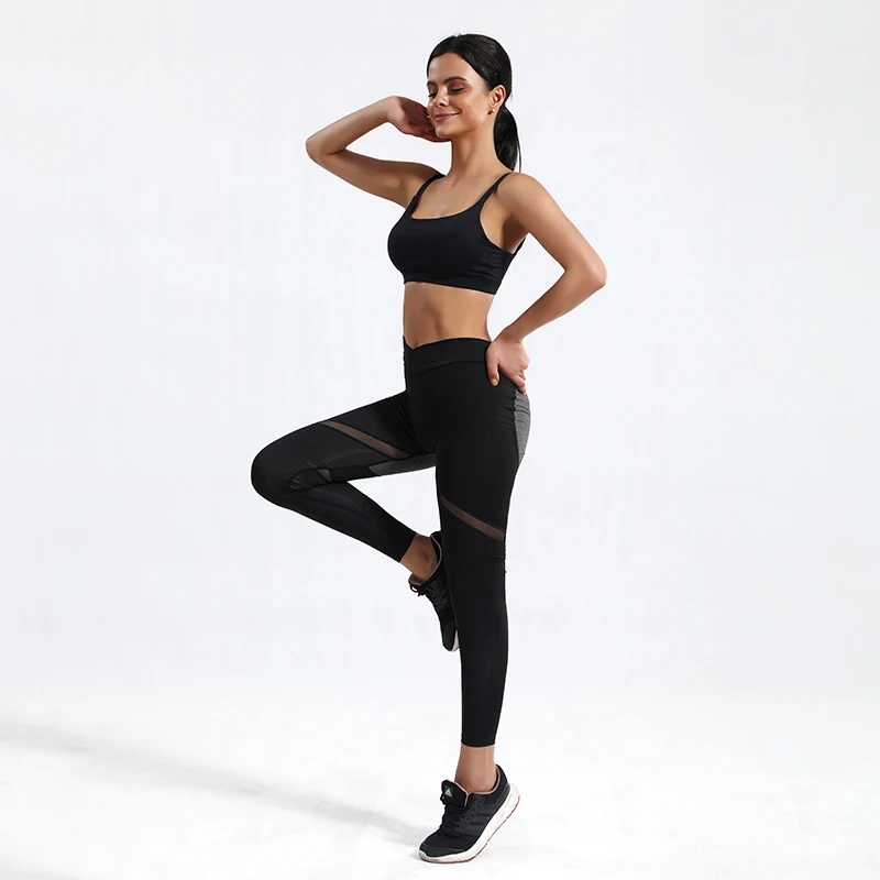 BOKAMODA Новое поступление женские черные сетчатые леггинсы для спортзала обтягивающие штаны для йоги со средней талией сетчатые штаны для йоги