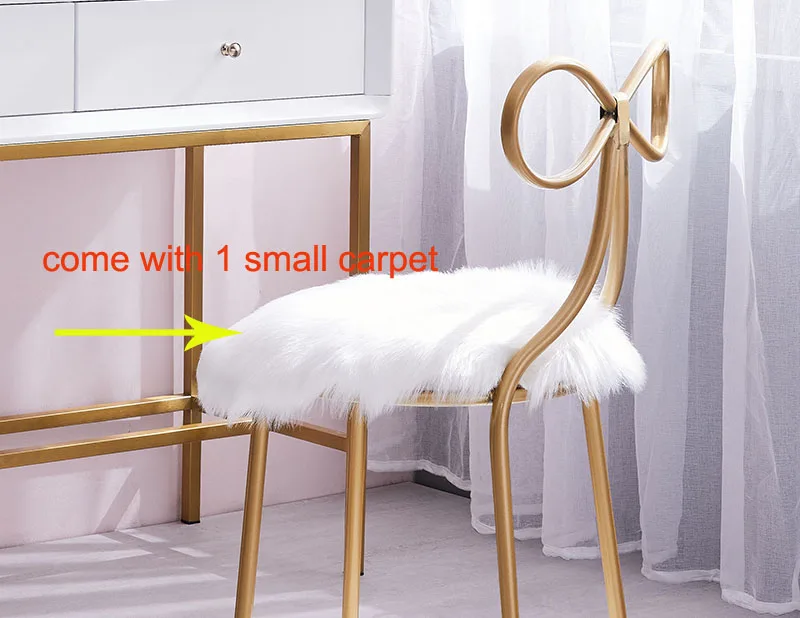 Princes dressing table chair with carpet Butterfly Stool house furniture Iron nordic furniture chairs modern luxury Chairs - Цвет: with small car