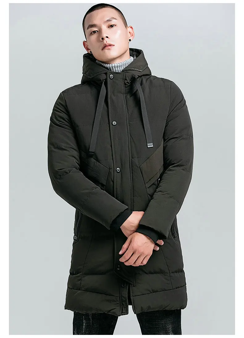 Winter Parka Men Thick Warm Long Men Winter Jacket Coat Casual Slim Hooded Male Overcoat