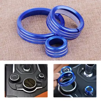 

CITALL 3Pcs Car Interior Central Control Multimedia Knob Decorative Circle Cover Trim Fit for Alfa Romeo Giulia 2017
