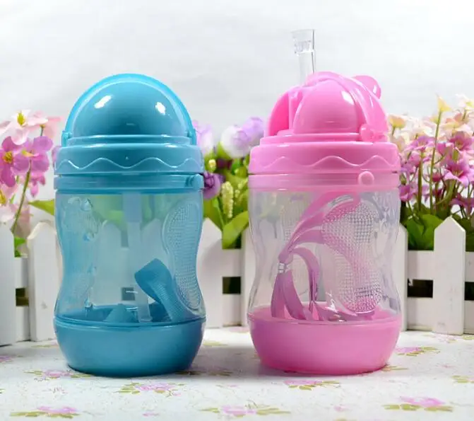 280ml PP+Silicone bottles Baby kids promotional low price collapsible unique baby straw water