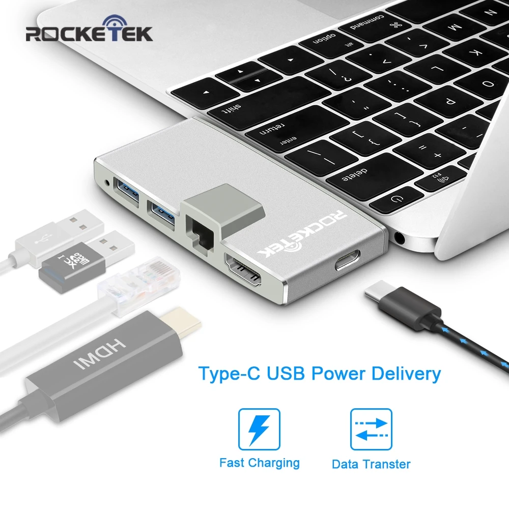 

Rocketek usb 3.0 HUB card reader 4K HDMI 1000Mbps Gigabit Ethernet adapter for MacBook pro computer pc laptop accessories