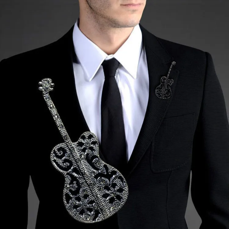 Brooches Men Guitar Brooche Men's Suit Casamento Wedding Elegant Spille