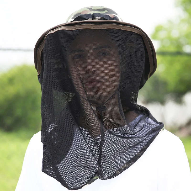 

Men Fishing Cap Mosquito Hat Detachable Net Neck Head Bee Protection Camo Jungle Outdoor Sunhats Anti UV Camping Hike Sunshade