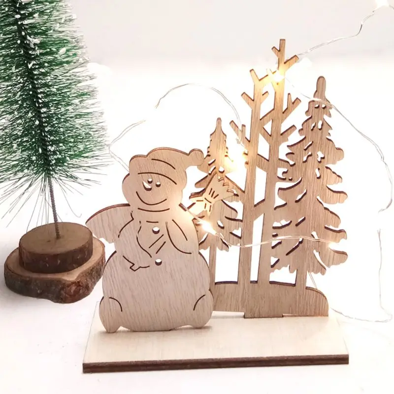 1 Набор креативных поделок из дерева, Рождественская елка, снеговик, украшения, Рождественский набор для домашней вечеринки, искусство