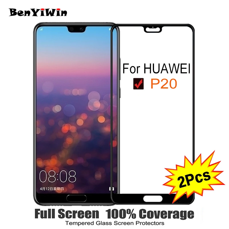 Закаленное стекло для Huawei P20 5 50 Дюйма 9H 2 шт. полное покрытие защита экрана