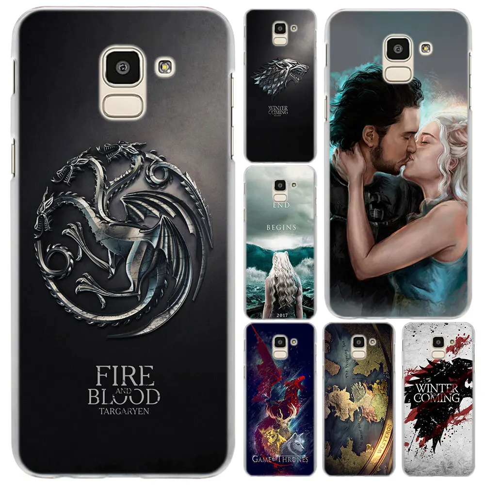 

Game Of Throne jon snow Pattern Transparent frame hard Case Cover for Samsung Galaxy J6 J8 2018 J3 J4 J7 J520 J720 J2 Prime