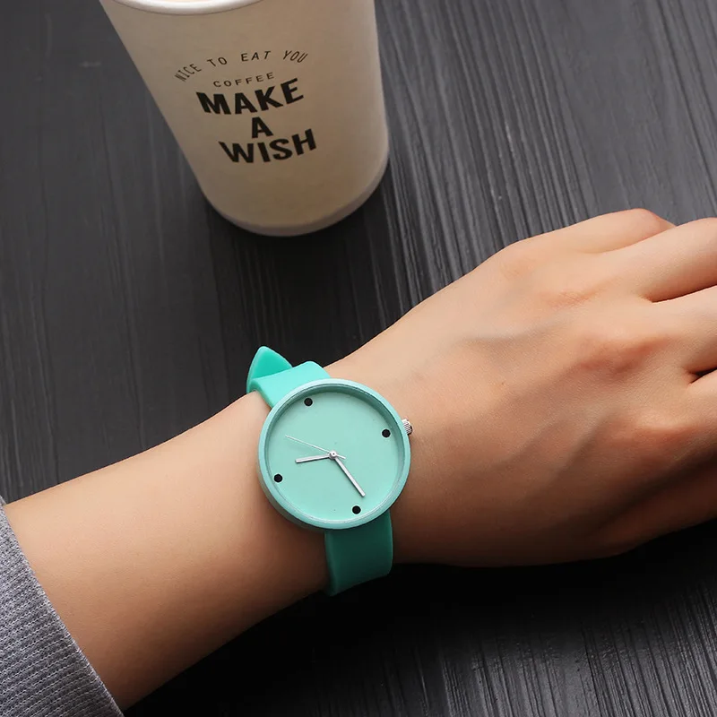 Горячая Распродажа модные милые цветные кварцевые часы для мальчиков и девочек, детские наручные часы, детские часы, подарки для детей, черные пятна - Цвет: mint green