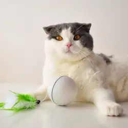360 градусов Cat интерактивные игрушки автомобильной свет игрушки для домашних животных кошка Chaser мяч USB Перезаряжаемые со съемной перо для
