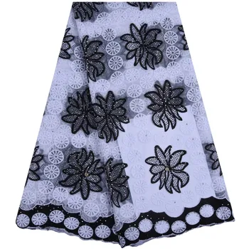 

Black Wedding Lace African French Lace Fabric High Quality Tulle Net Lace Fabric 5 Yards Embroidery Nigerian Lace Fabric A1608