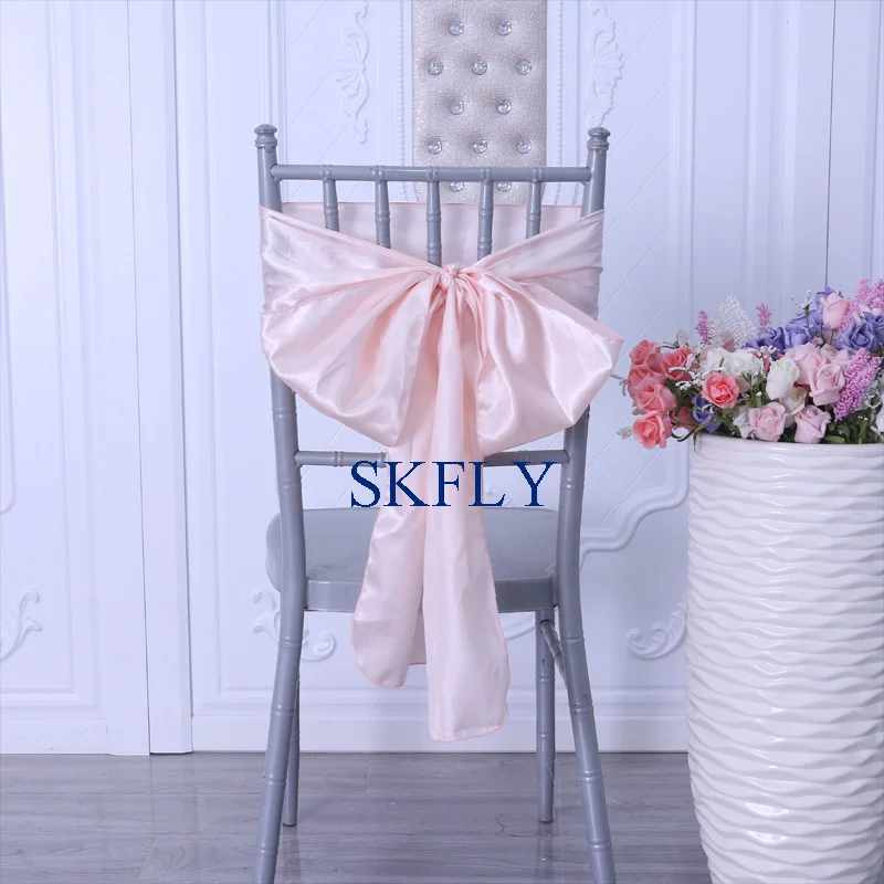 

SH023A very cheap free shipping custom made wedding decoration blush pink satin silver white chair sash