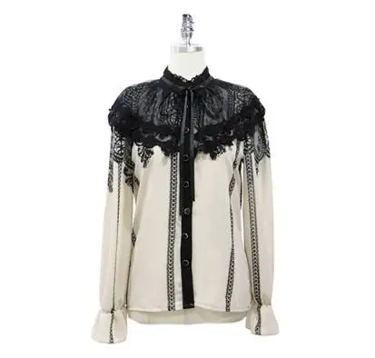  Women Fashion Shirts Stand Collar Lace Shirt Ladies Puff Sleeve Loose Chiffn Blouse Plus Size Femal