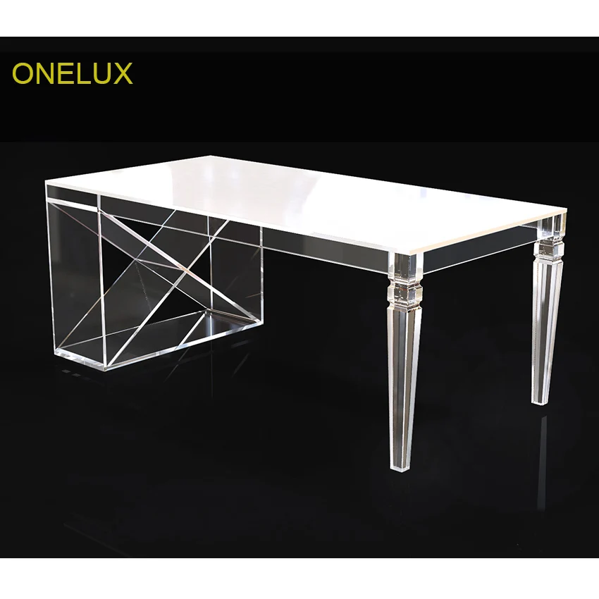 Onelux акриловый Кофе стол с боковой magzine стойки, lucite гостиной таблиц зауженные legs-100w50d40h см