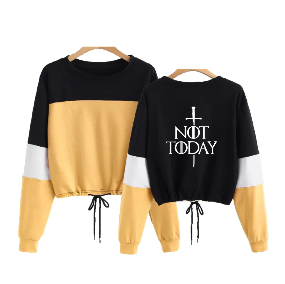  Drop shopping 2019 Arya Not Today Game Of Thrones O Neck CONTRAST COLOR Long Sleeve Rope Sweatshirt