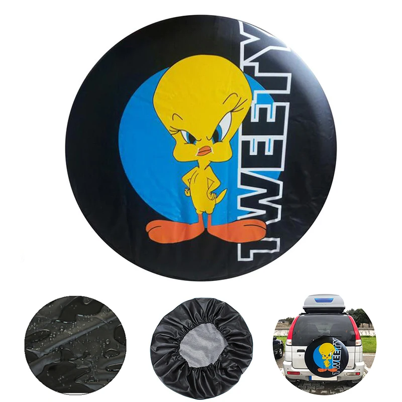 

PVC Leather Car Spare Tire Cover Case Protector Bag 14" 15" 16" 17" Universal Waterproof Spare Wheel Cover Pouch Animal Cartoon