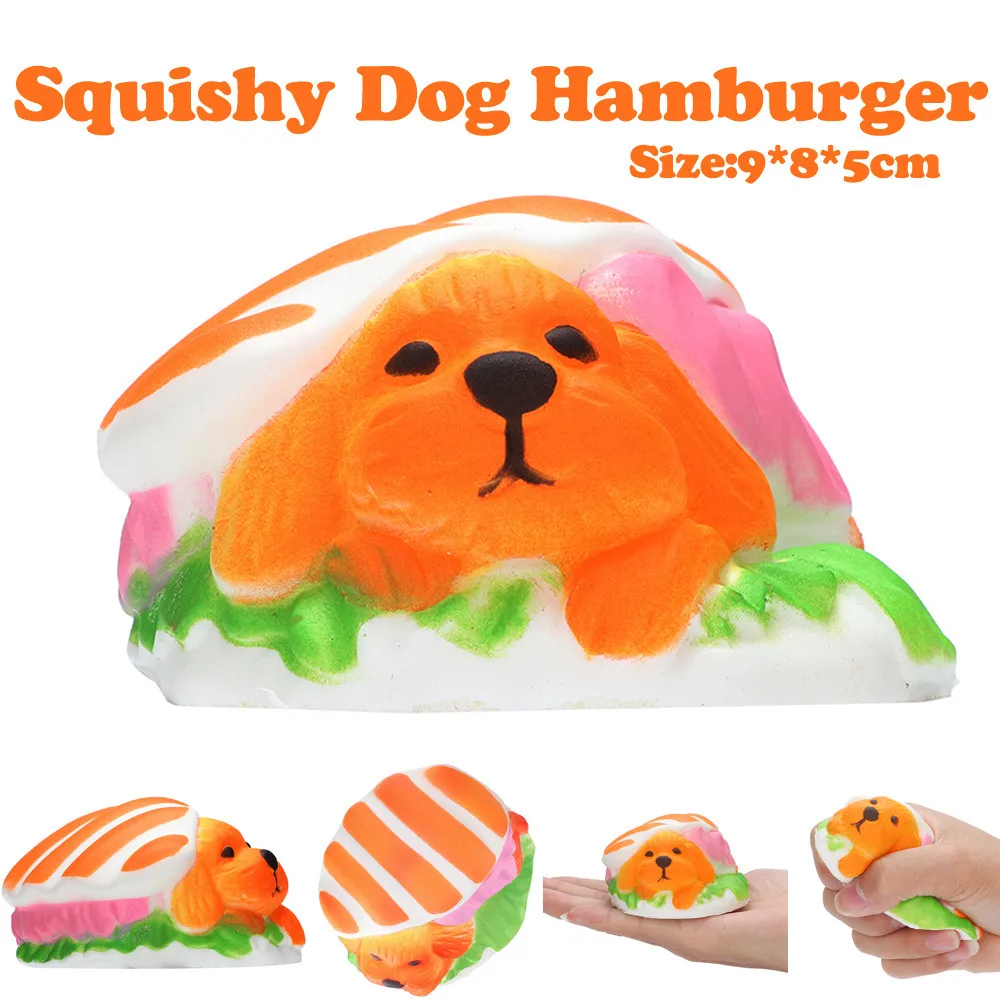 9 см собака гамбургер медленно расправляющиеся мягкие игрушки Squeeze Ароматические стресса игрушка для снятия стресса 4,9