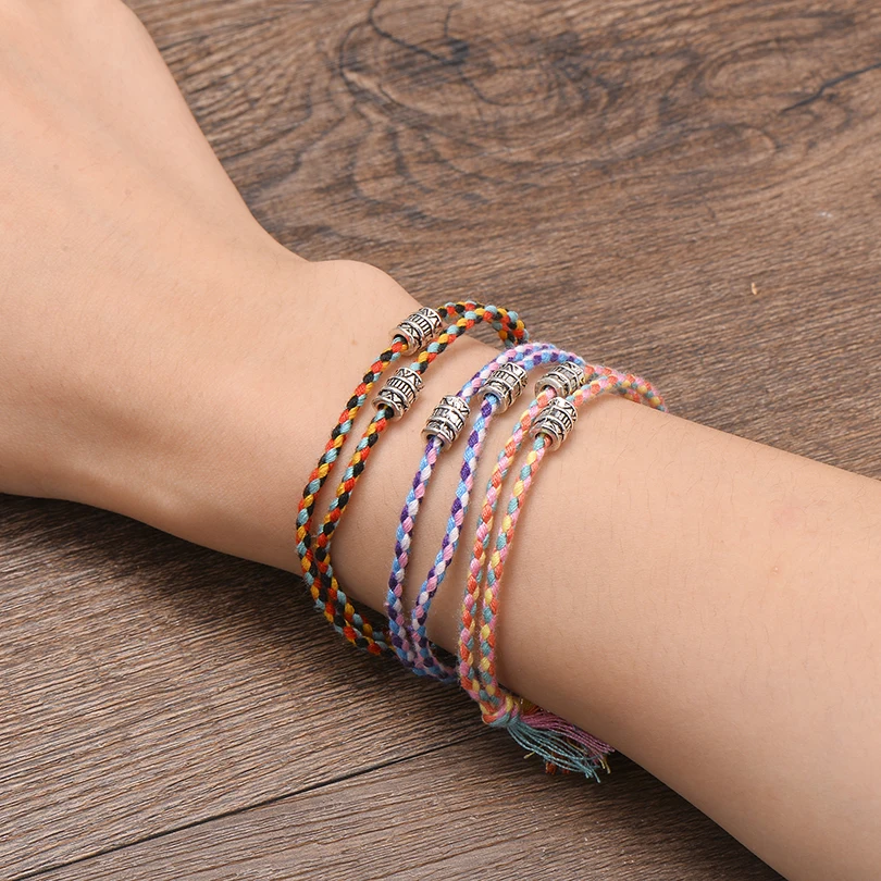 Bracelet Jewelry Ethnic Tibetan Buddha Head Woven Amulet Multicolor Bracelets & Bangles For Women Men Handmade Rope Buddha Charm Bracelet Gift bracelet jewelry