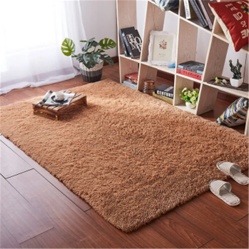 Thickened washed long hair non-slip silk carpet living room coffee table mat bedroom rug bedside blanket Nordic style carpet