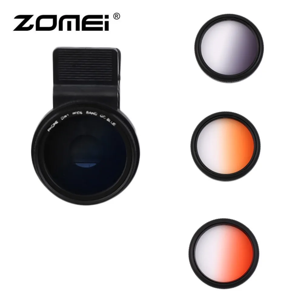

4 In 1 Universal ZOMEI M4 37MM Mobile Phone Camera Filters Lens Gray/Blue/Orange/Red Filters For Most Smartphones