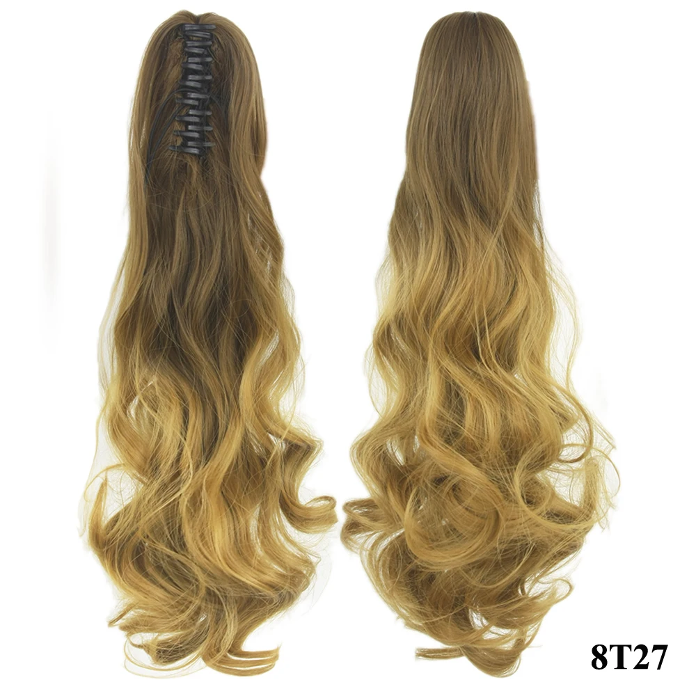 Pink Red Purple Ombre Cosplay Hair Claw Ponytails Clip In Hair Extension Hairpiece Pony Tail False on Hairpins
