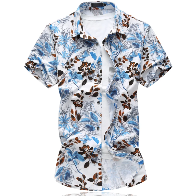 LONMMY M-6XL Цветочные мужские мужская классическая рубашка camisa социальной Повседневное цветок мужские рубашки модные короткие рукава рубашки