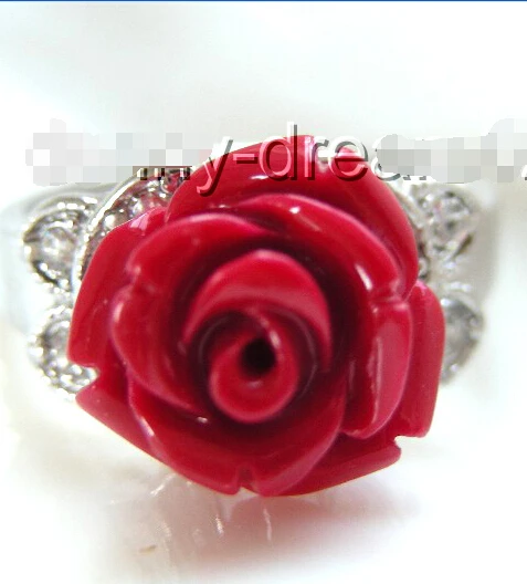 

FREE SHIPPING > >>>WONDERFUL 12mm red carved flower ring a0443 rings