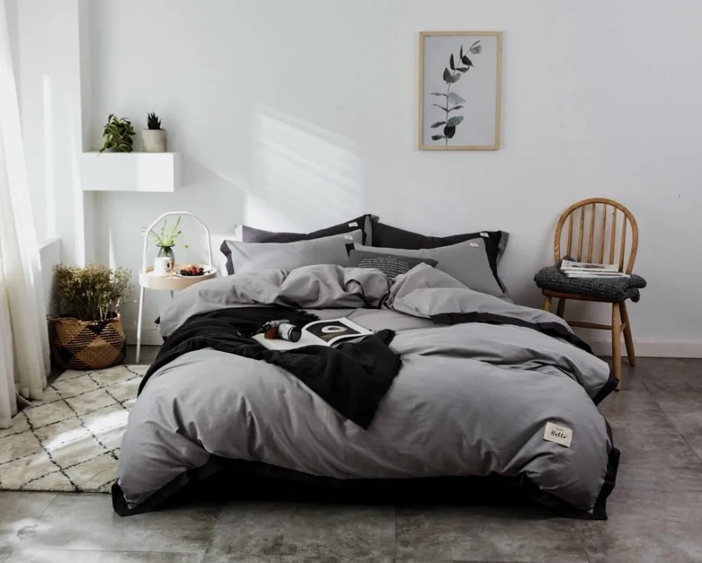 

Bedding Set Nordic Style Bed Set Luxury Cotton Twin Queen King Size Warm Colour Duvet Cover Set Bed Sheet 3 styles