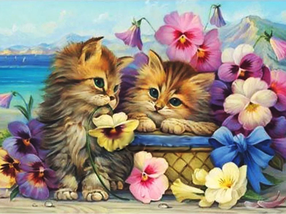 EverShine 5D Diamond Painting Animals Picture Of Rhinestones Diamond Embroidery Full Display Cat Cross Stitch Diamond Mosaic - Цвет: V8555