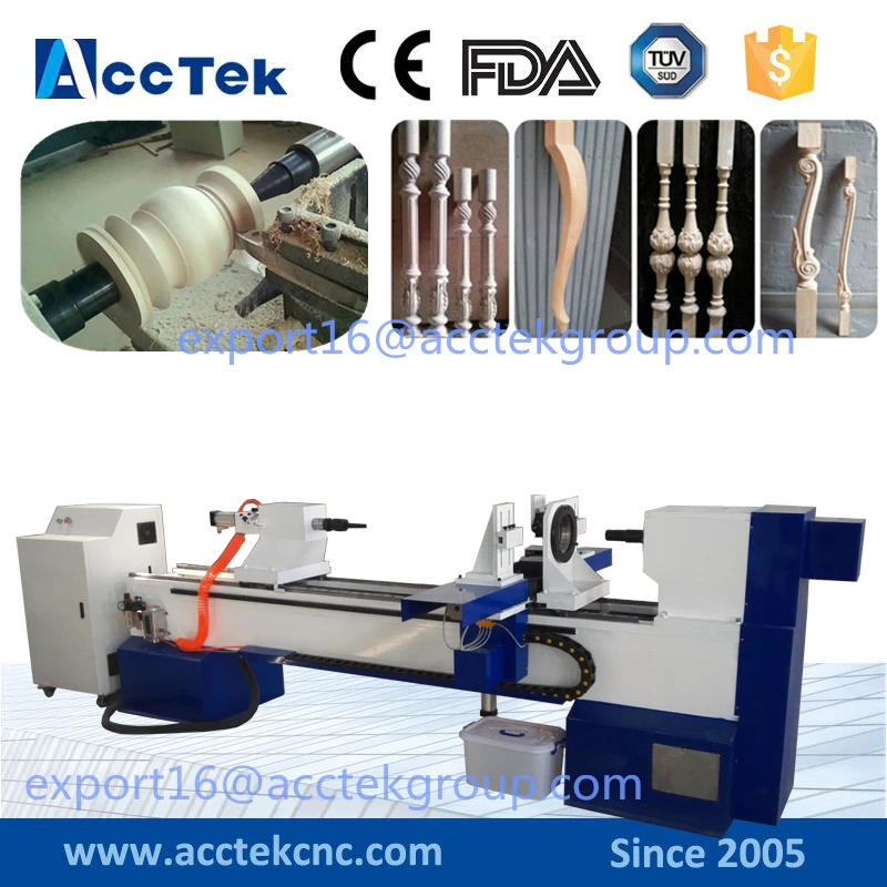 Cheap large hole automatic 2 heads cnc computer controlled wood lathe