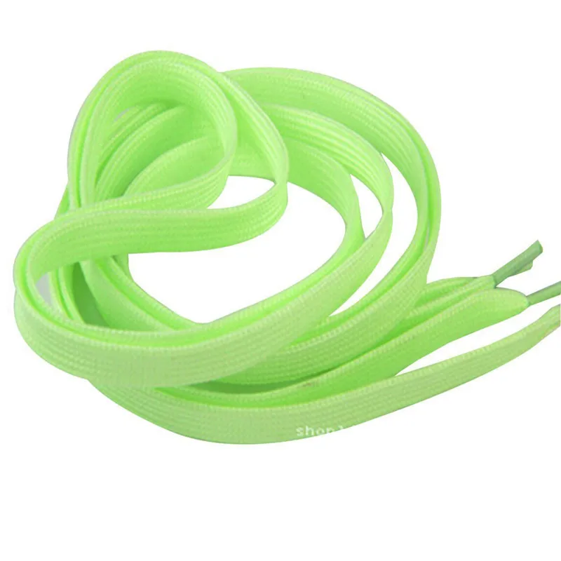 1 пара Новые модные унисекс светящийся яркий в темная шнурка 100 см плоские спортивные шнурки для кроссовок струны - Цвет: Green