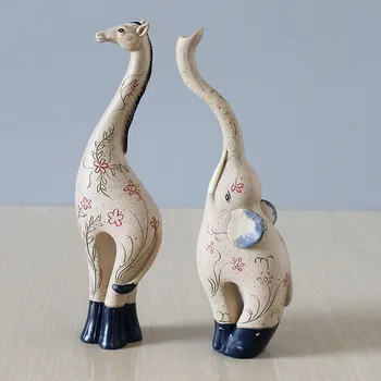 

New Design wood Animal Model Creative Wooden Elephant + Giraffe Figurines Christmas Party Birthday Crafts Miniatures