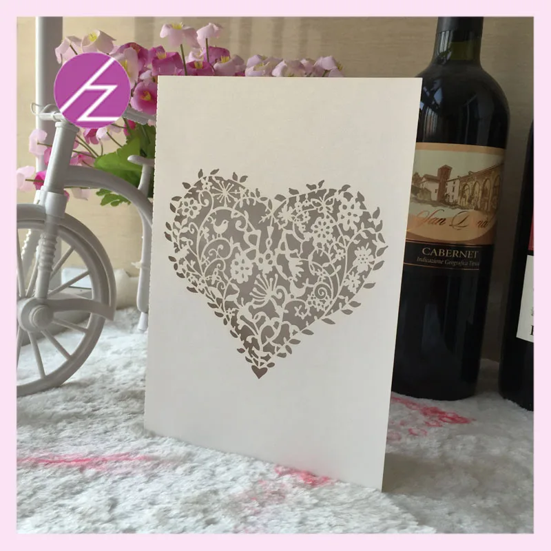 Free Shipping 30pcs/lot Heart Shaped Laser Cut Wedding Invitation Card with 21 various colors for your choose greeting cards | Дом и сад