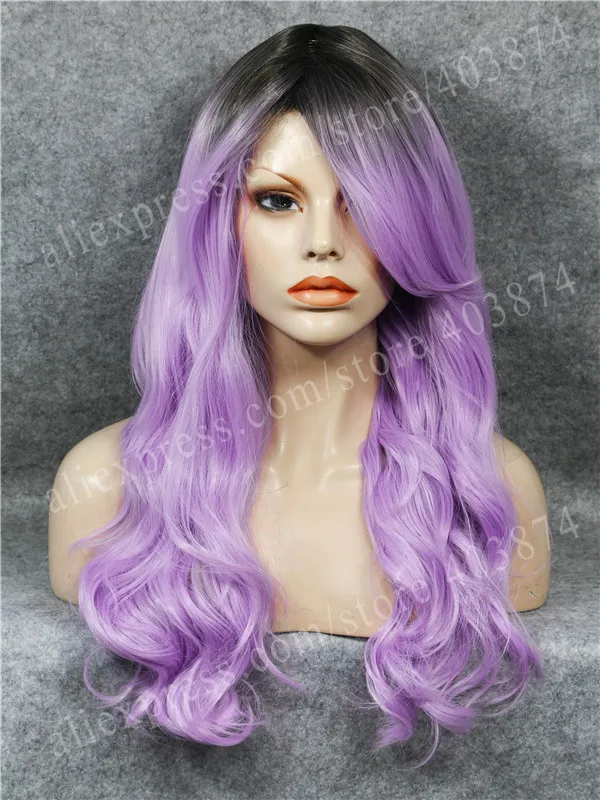 

WM-2 Rooted lilac Synthetic Machine Made Wigs Rooted Lavendar Cosplay Heat Resistant Wigs Drag Queen