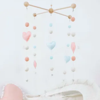 

Baby Mobile Toys Heart Crib Mobile Pink Sky Blue White Felt Balls Crochet Balls Baby Shower Gift Decor Home Decor Ornaments