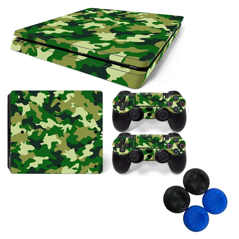

New Play Station 4 Slim Games Host Skins Military Camouflage Controller Stickers with Cap for Playstation 4 Slim Game PSL-089