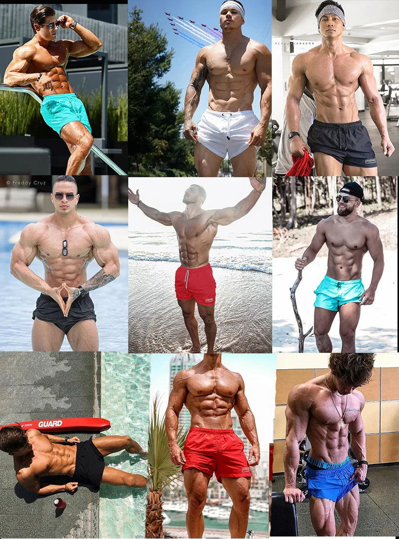 Мужские спортивные шорты для бодибилдинга и фитнеса Летние повседневные тонкие прохладные пляжные быстросохнущие короткие мужские брюки Jogger легинсы для тренировок Размер m-xxl