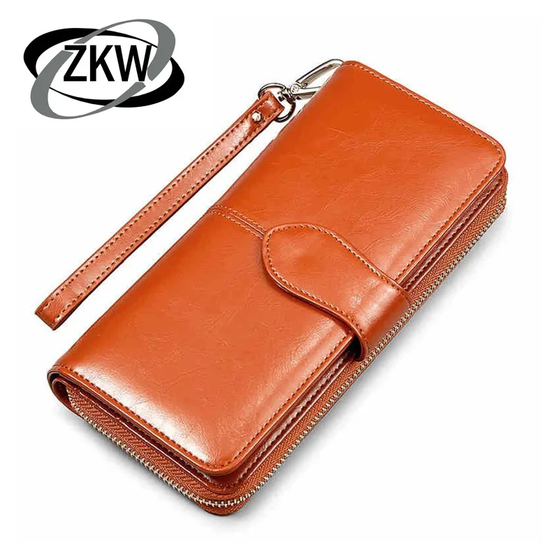 ZKW новые женские кошельки на молнии высокое качество длинный дизайн Клатч кожаный кошелек модный женский кошелек