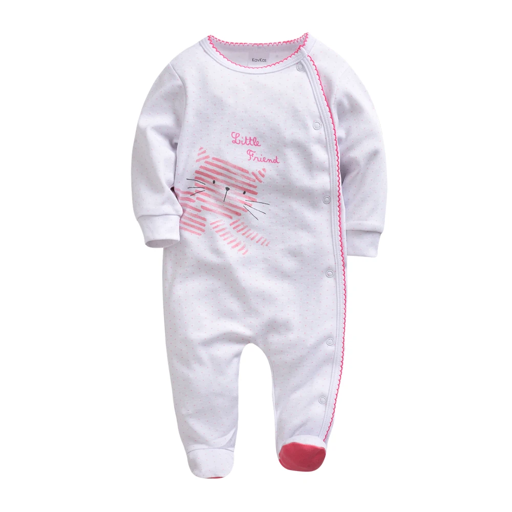 Kavkas/розовый комбинезон с рисунком кота для маленьких девочек 6 мес.-18 мес., зимняя одежда в горошек для новорожденных девочек