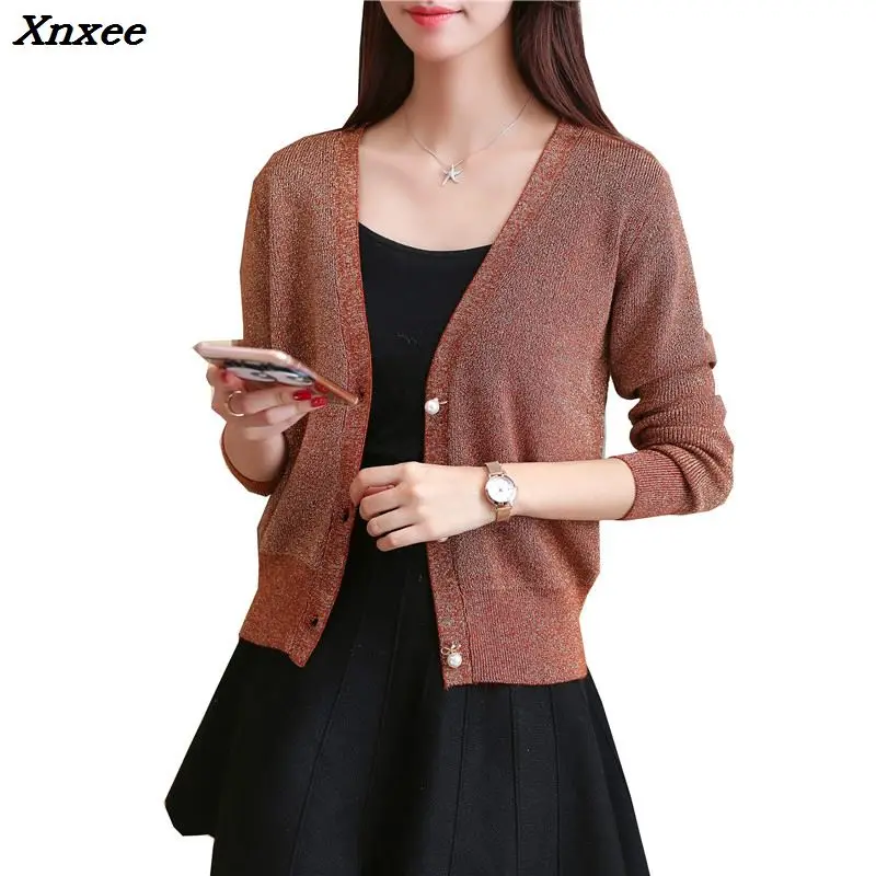 Xnxee Cardigan autumn jacket female 2018 new sweater Korean short paragraph long sleeve loose knitted cardigan |