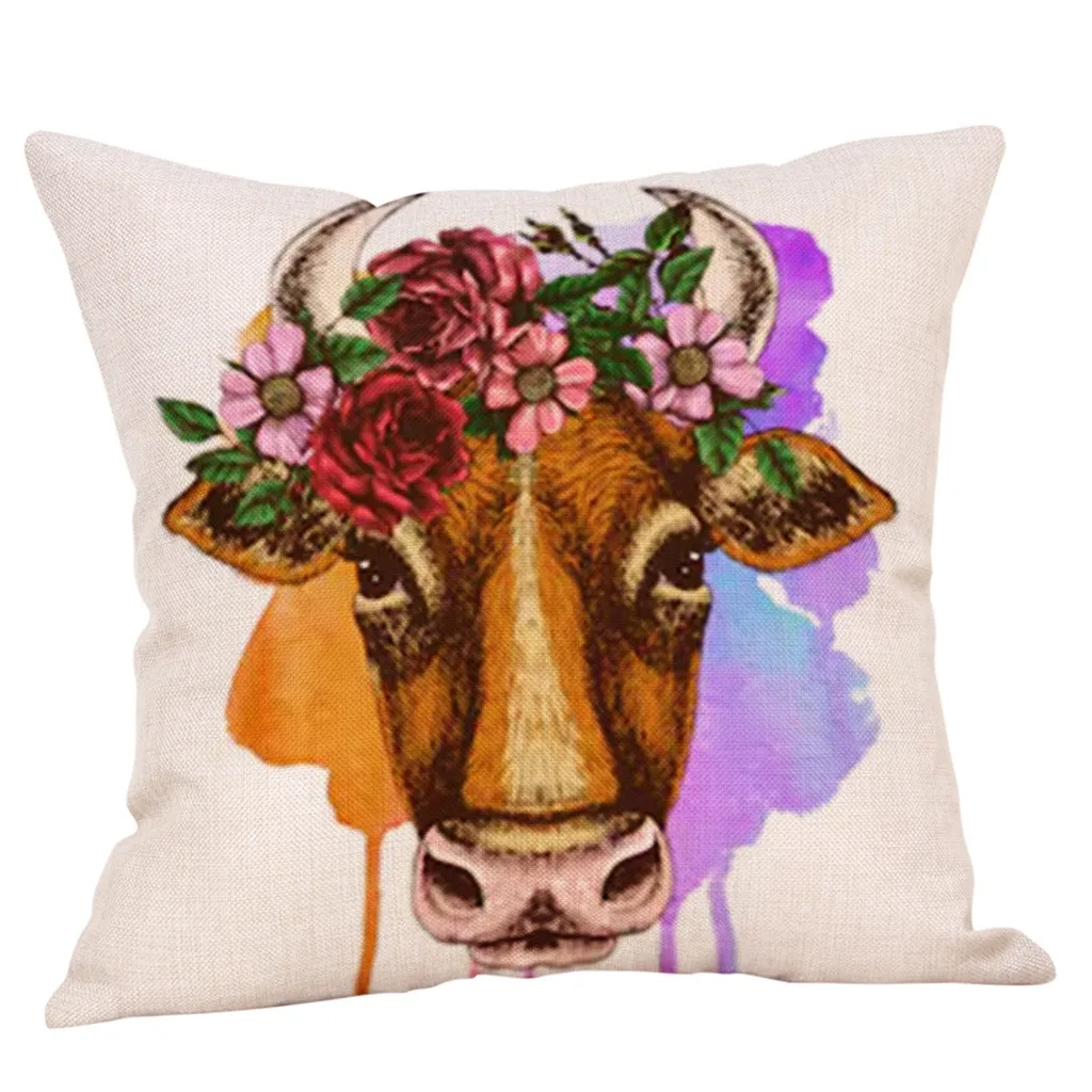 

Gajjar Decorative Upholstery Cushion Cover Cozy Colorful Cow Pattern Printed Throw Pillow Cases Home Decor dropshipping 401W