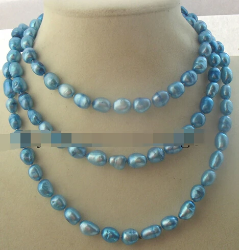

N WOW! freshwater pearl blue baroque necklace 45" nature Discount AAA