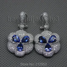 Винтаж AAA натуральный серьги с танзанитом Груша 5x7 мм одноцветное 14kt/585 Белое золото бриллиант серьги в виде капель для продажи WE043