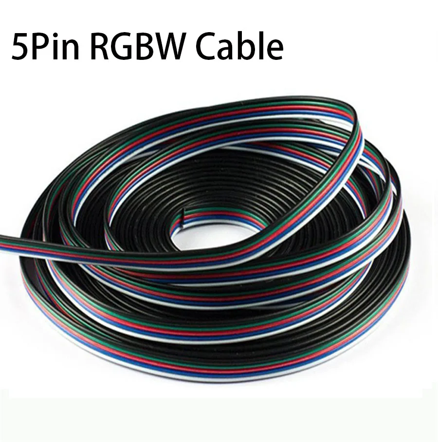 5 Pin RGBW Extension Wire Cable 1M 5M 10M 20M 30M 5 Channels RGBW LED