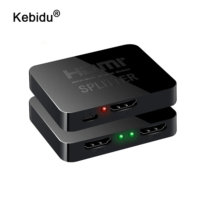 

kebidu HDMI 1 in 2 out 1080p 4K 1x2 HDCP Stripper 3D Splitter Power Signal Amplifier Audio Video Distributor For Projectors