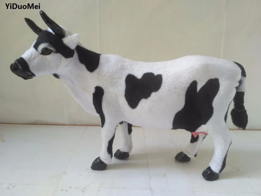 large 27x20cm artificial cow model plastic&furs dairy cow handicraft